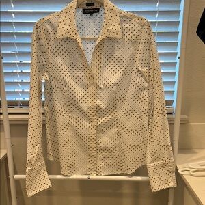 Jones New York Cream and Black Casual Button Down Shirt